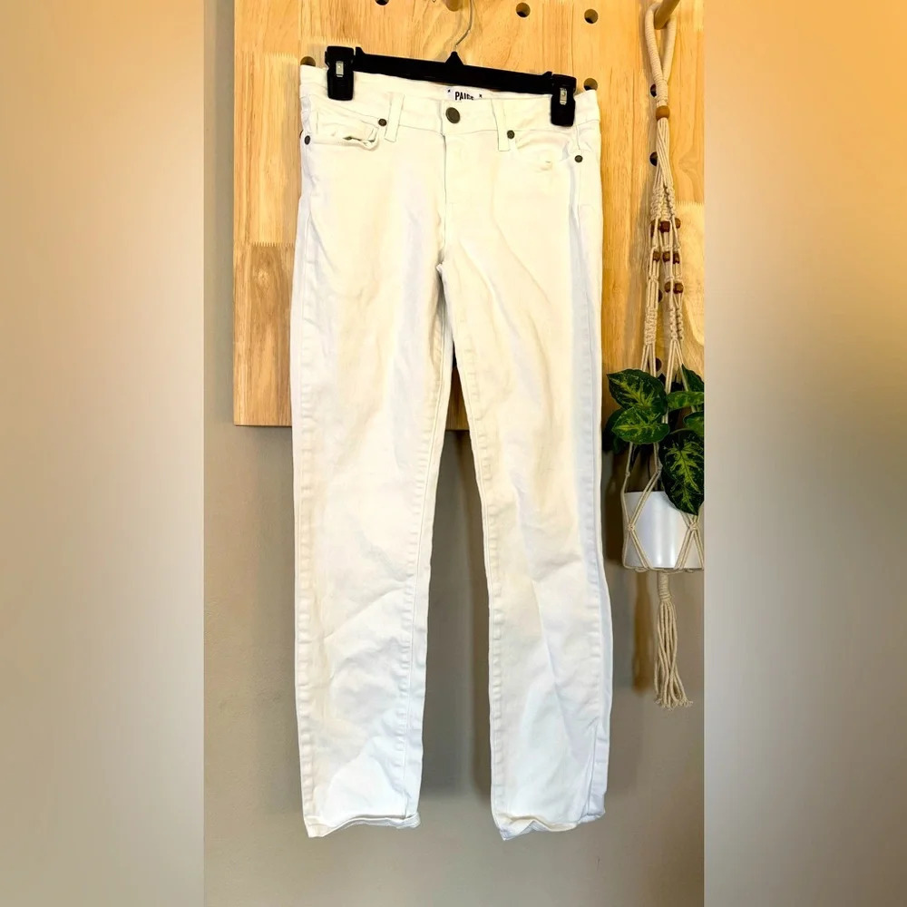 Paige women's‎ white jeans size 27 low rise skyline skinny pockets stretch